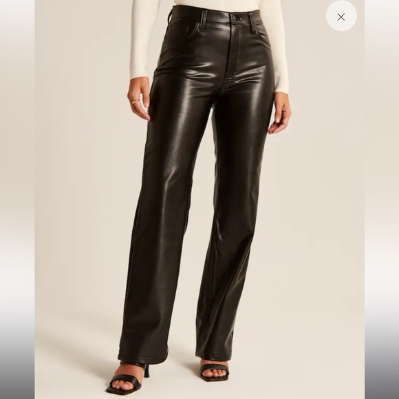 Abercrombie & Fitch Pants - Curve Love Vegan Leather 90s Straight Pants
